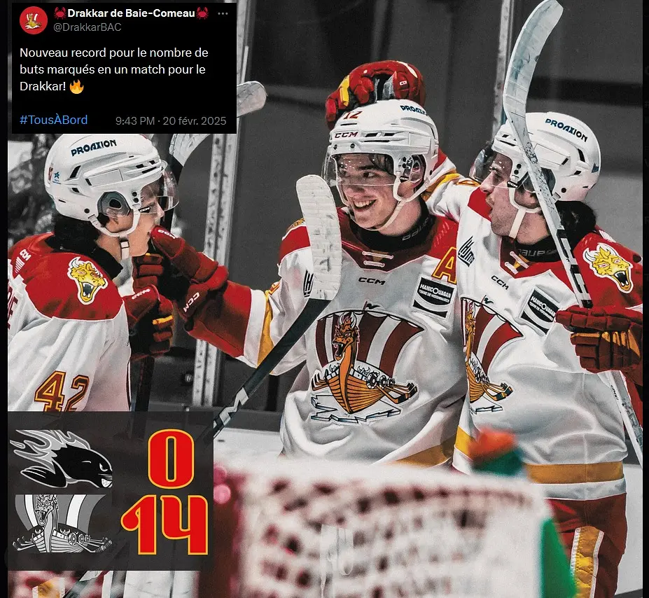 Matyas Melovsky (#12 | 2025-02-20 | SNB 0 @ BAC 14) - 7 points, 3 goals and 4 assists, the game of his hockey career!