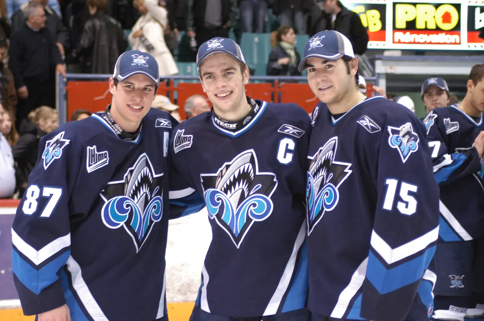 A big first trio, 30 points in 5 games at the 2005 Memorial Cup tournament - Sidney Crosby (11), Marc-Antoine Pouliot (10) and Danny Roussin (9).
